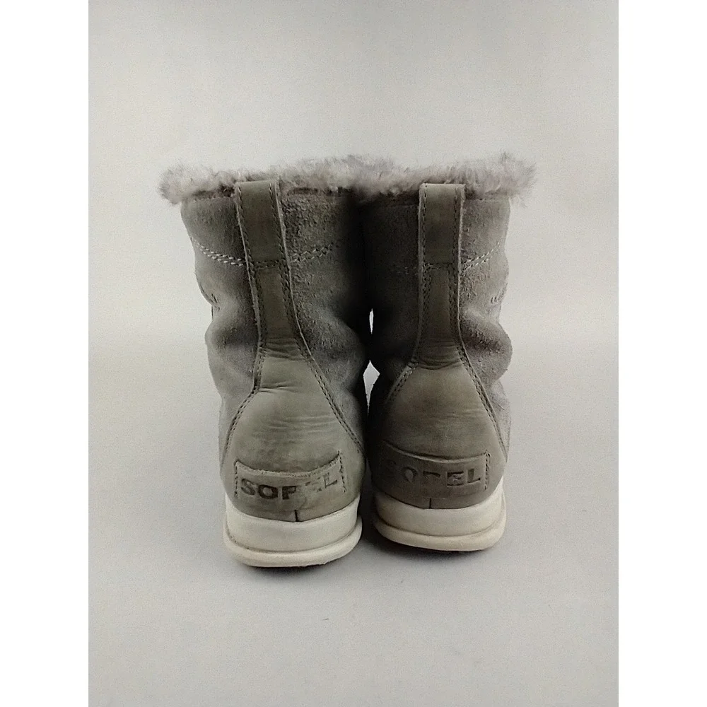 Sorel Explorer Joan Boots Womens 10 Gray Suede Shearling Lined NL3039-052 Winter